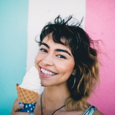 girl licking ice cream