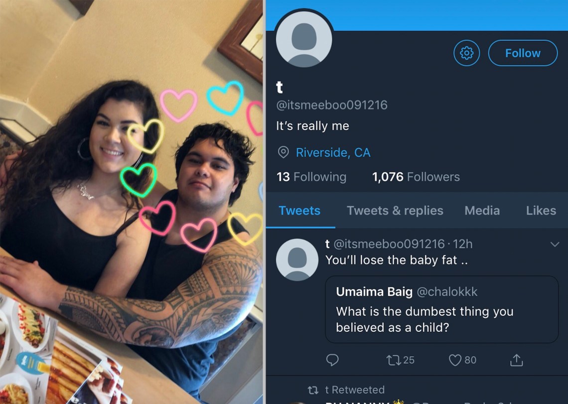 Julia and her boyfriend and her boyfriend's new Twitter account