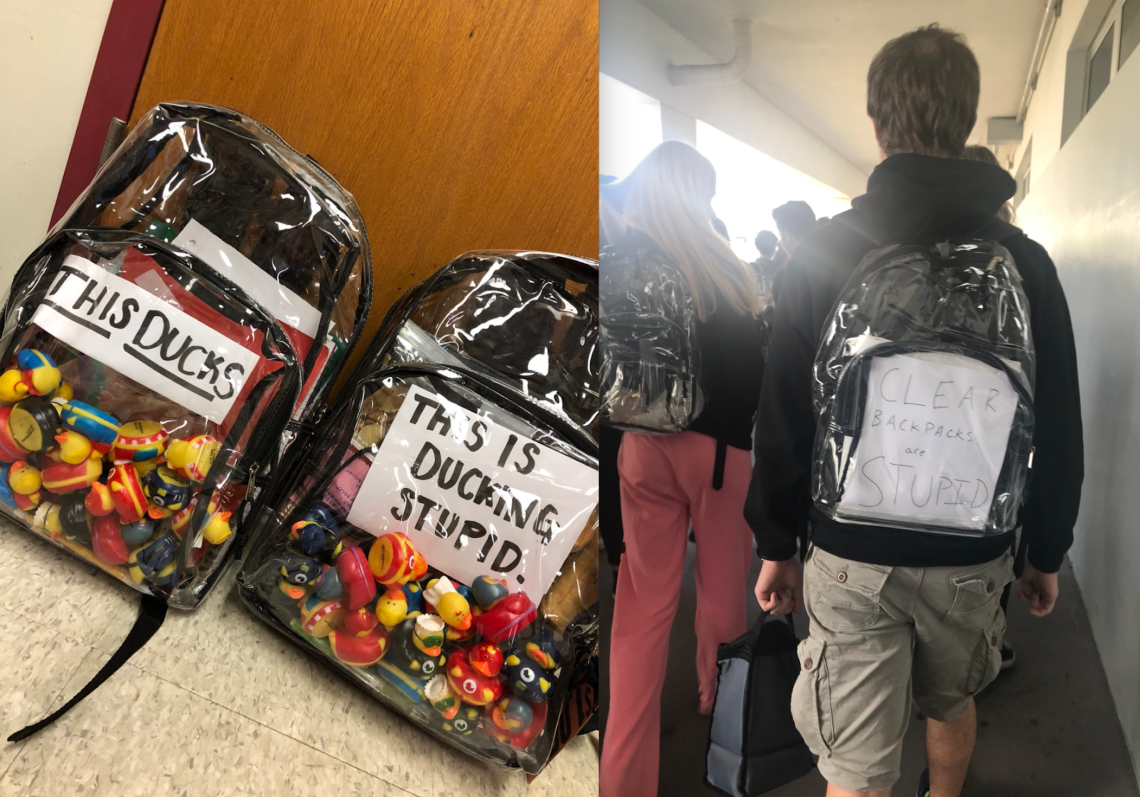 Clear Backpack protests from Marjory Stoneman Douglas students in Parkland, Florida