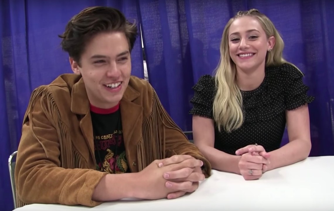 Lili Reinhart and Cole Sprouse during a Riverdale interview