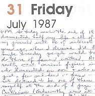 A Writer’s Diary Entries From Late July, 1987