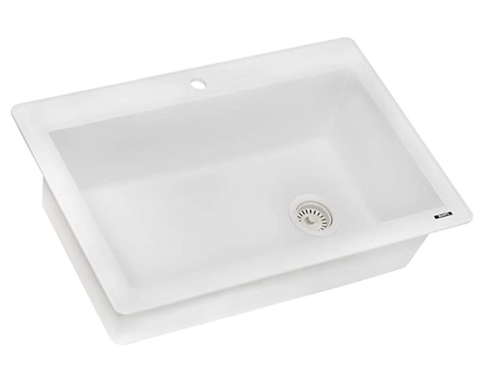 Ruvati 33 x 22 inch Dual-Mount Granite Composite Single Bowl Kitchen Sink - Arctic White - RVG1033WH