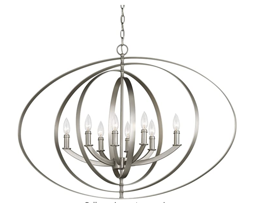 Progress Lighting P3791-126 Traditional Eight Light Pendant from Equinox Collection in Pwt, Nckl, B/S, Slvr. Finish, 39.00 inches, Burnished Silver