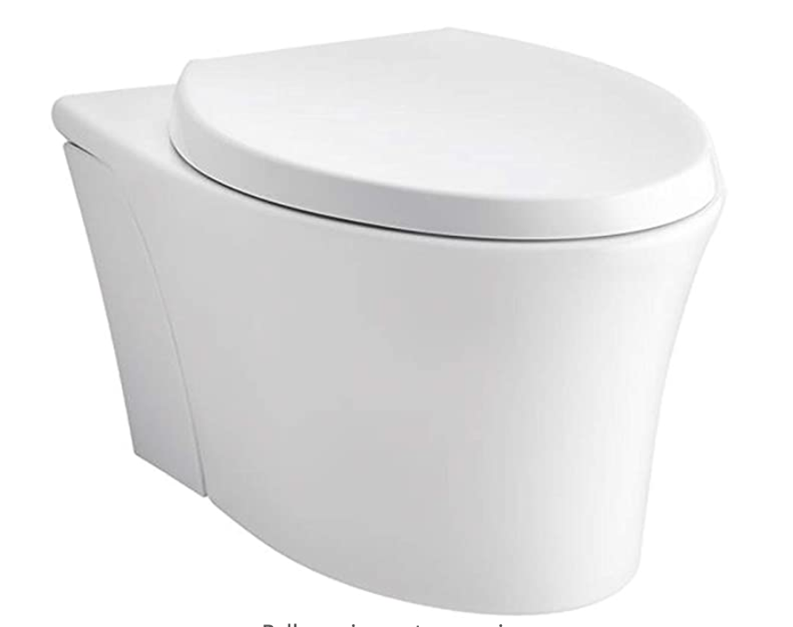 KOHLER K-6299-0 Veil Wall-Hung Elongated Toilet Bowl, White