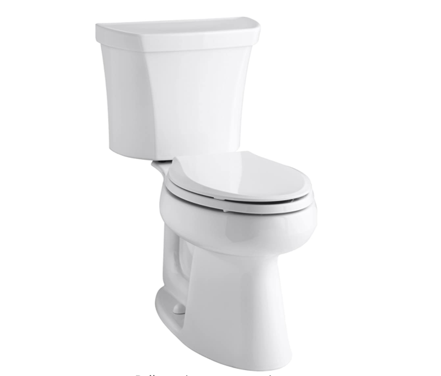 KOHLER 3989-RA-0 Highline Comfort Height Two-Piece Elongated Dual-Flush Toilet with Class Five Flush Technology and Right-Hand Trip Lever, White