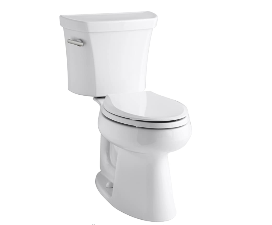 Kohler K-3999-0 Highline Comfort Height Two-piece Elongated 1.28 Gpf Toilet with Class Five Flushing Technology And Left-hand Trip Lever, Seat Not Included, White