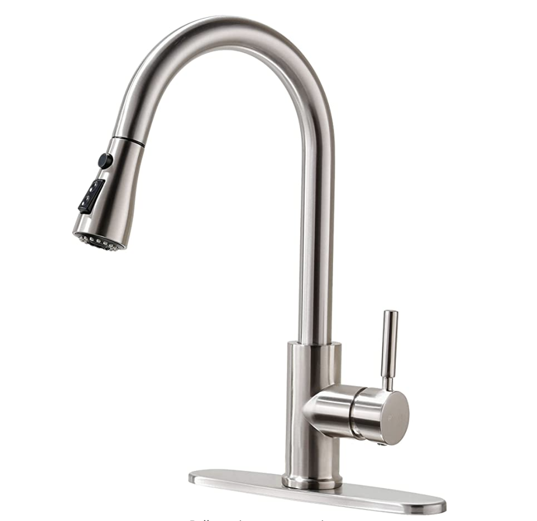 Kitchen Faucet, Kitchen Sink Faucet, Sink Faucet, Pull-down Kitchen Faucets, Bar Kitchen Faucet, Brushed Nickel, Stainless Steel, RULIA PB1020