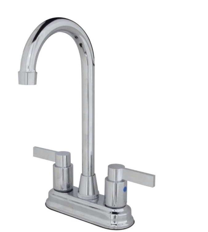 Kingston Brass KB8491NDL 4-3/4-Inch in Spout Reach NuvoFusion Two Handle 4-Inch Centerset Bar Faucet, Polished Chrome