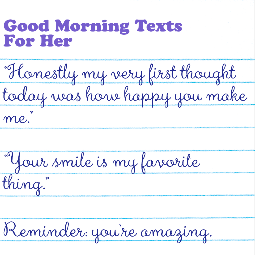 Lined notebook paper featuring good morning texts.