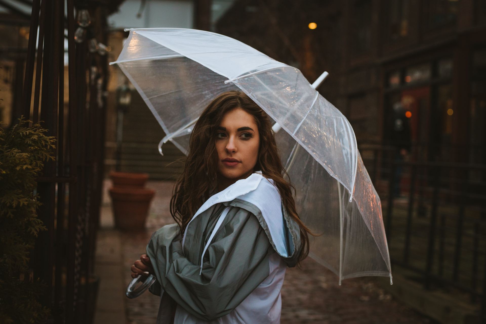 woman holding umbrella outdoor
