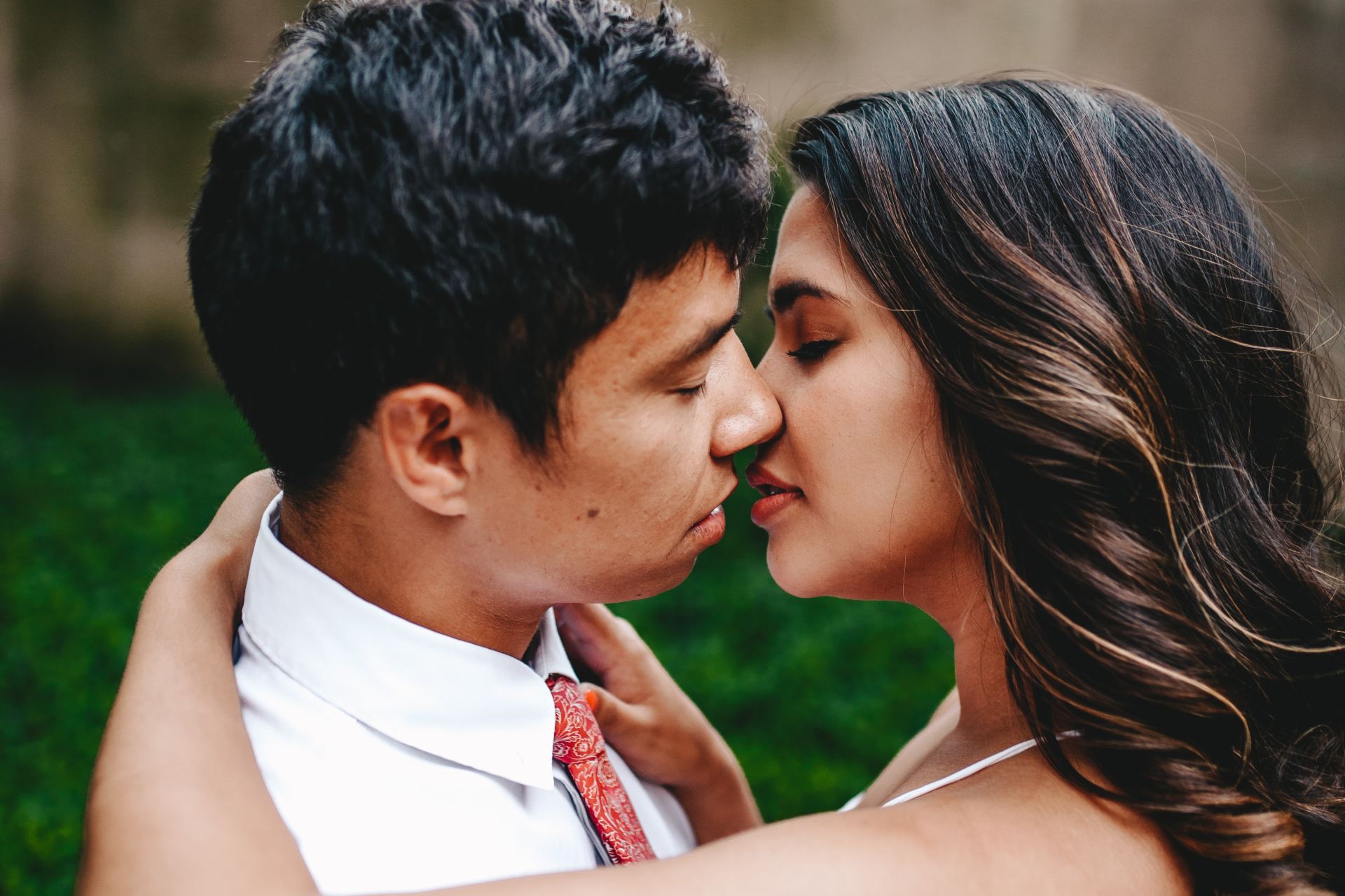 couple about to kiss at daytime