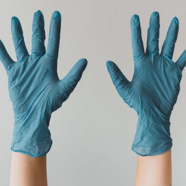 persons left hand with white background