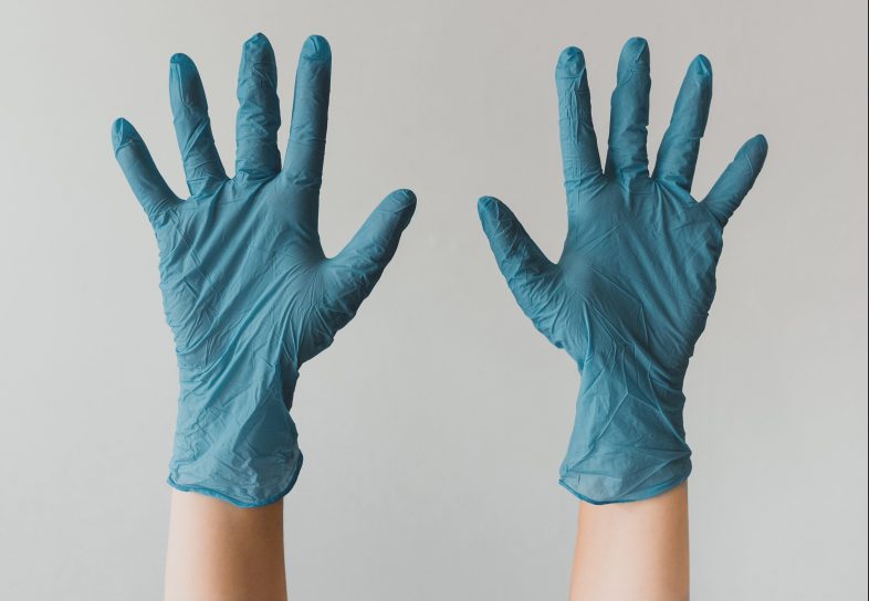 persons left hand with white background