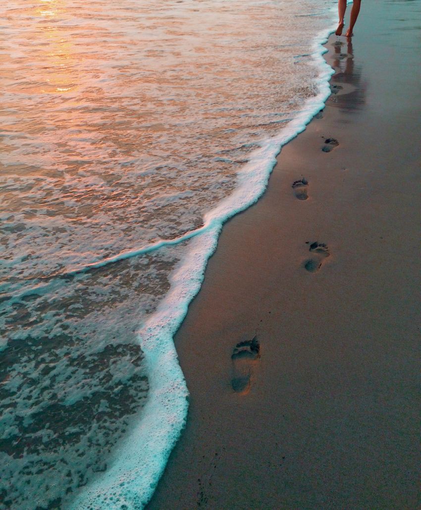 footprints on seashore