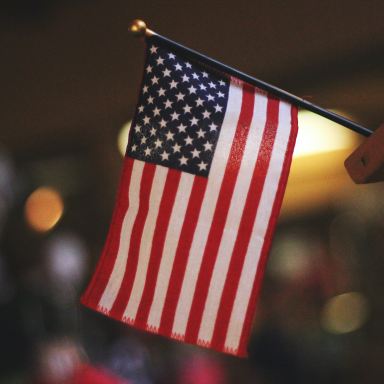 selective focus photography of USA flaglet