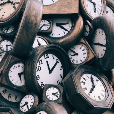 brown-and-white clocks