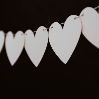closeup photo of white heart bunting