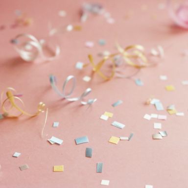 assorted-color confetti on floor