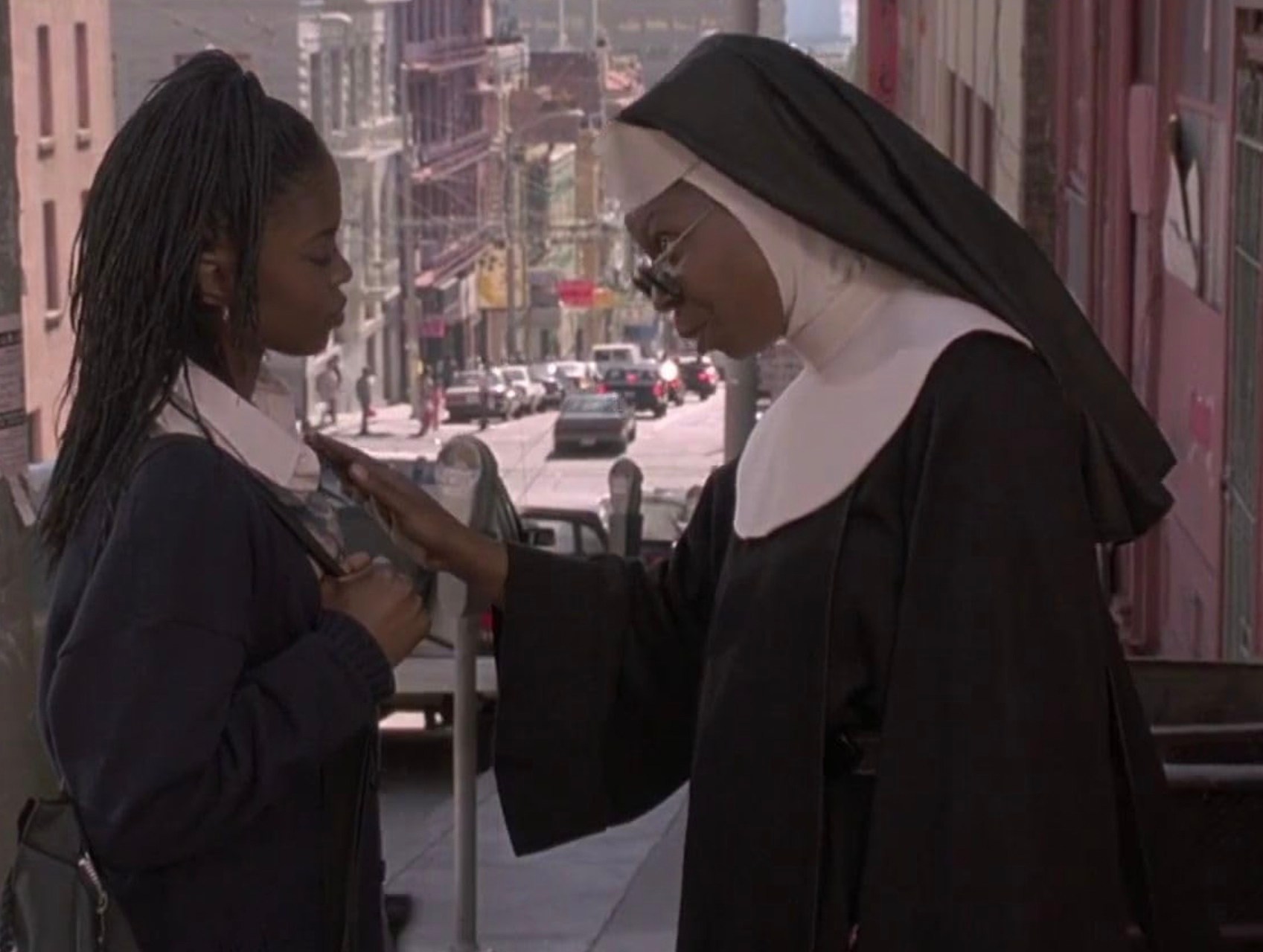 Whoopi Goldberg and Lauryn Hill in Sister Act 2: Back in the Habit (1993)