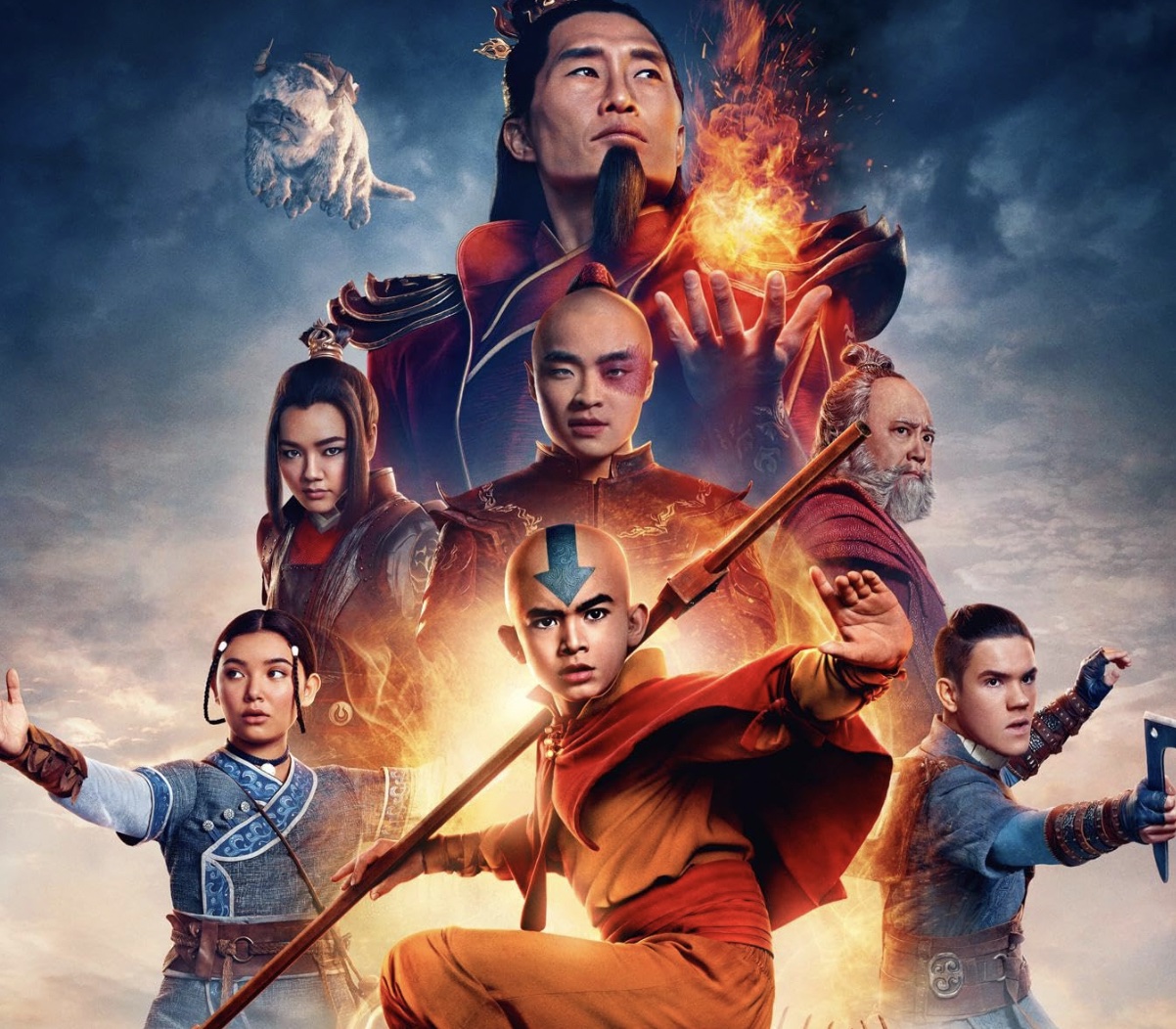 Daniel Dae Kim, Paul Sun-Hyung Lee, Kiawentiio, Gordon Cormier, Elizabeth Yu, Dallas Liu, and Ian Ousley in Avatar: The Last Airbender (2024)