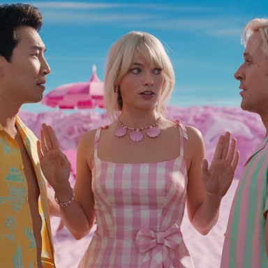Ryan Gosling, Margot Robbie, Kingsley Ben-Adir, Simu Liu, and Emma Mackey in Barbie (2023)