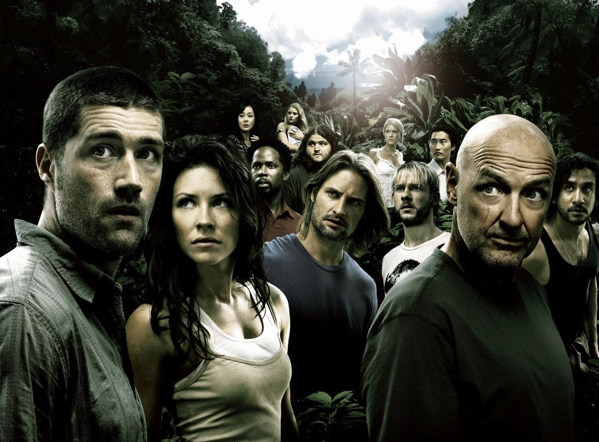 Naveen Andrews, Matthew Fox, Jorge Garcia, Josh Holloway, Dominic Monaghan, Terry O'Quinn, Harold Perrineau, and Evangeline Lilly in Lost (2004)