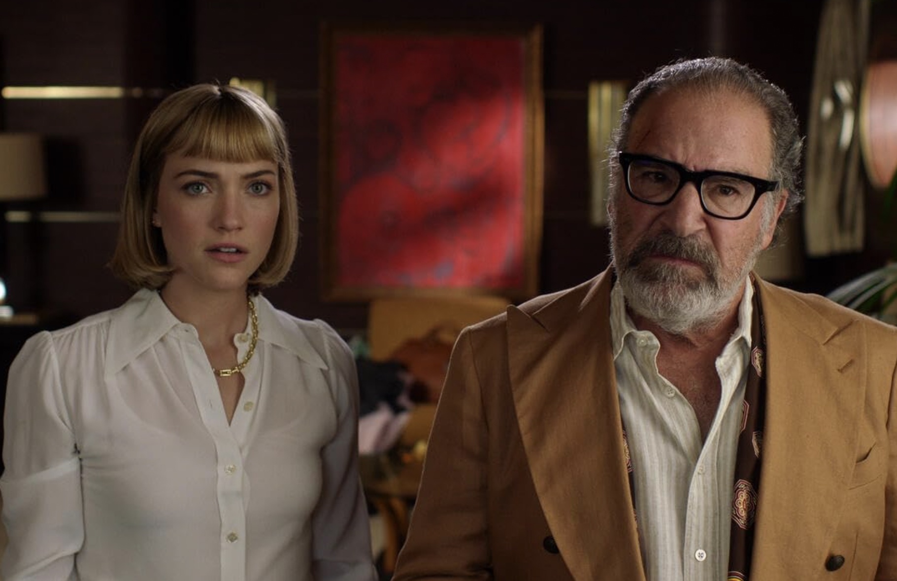 Mandy Patinkin and Violett Beane in Death and Other Details (2024)